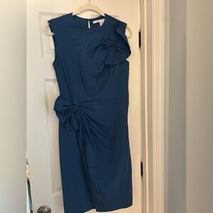 DVF faux wrap Blue Dress with Bow Details